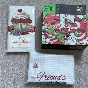 Christmas Puzzle and Kitchen Towel Set